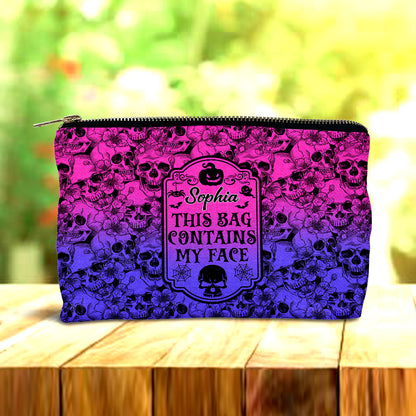 This Bag Contains My Face - Personalized Skull Pouch