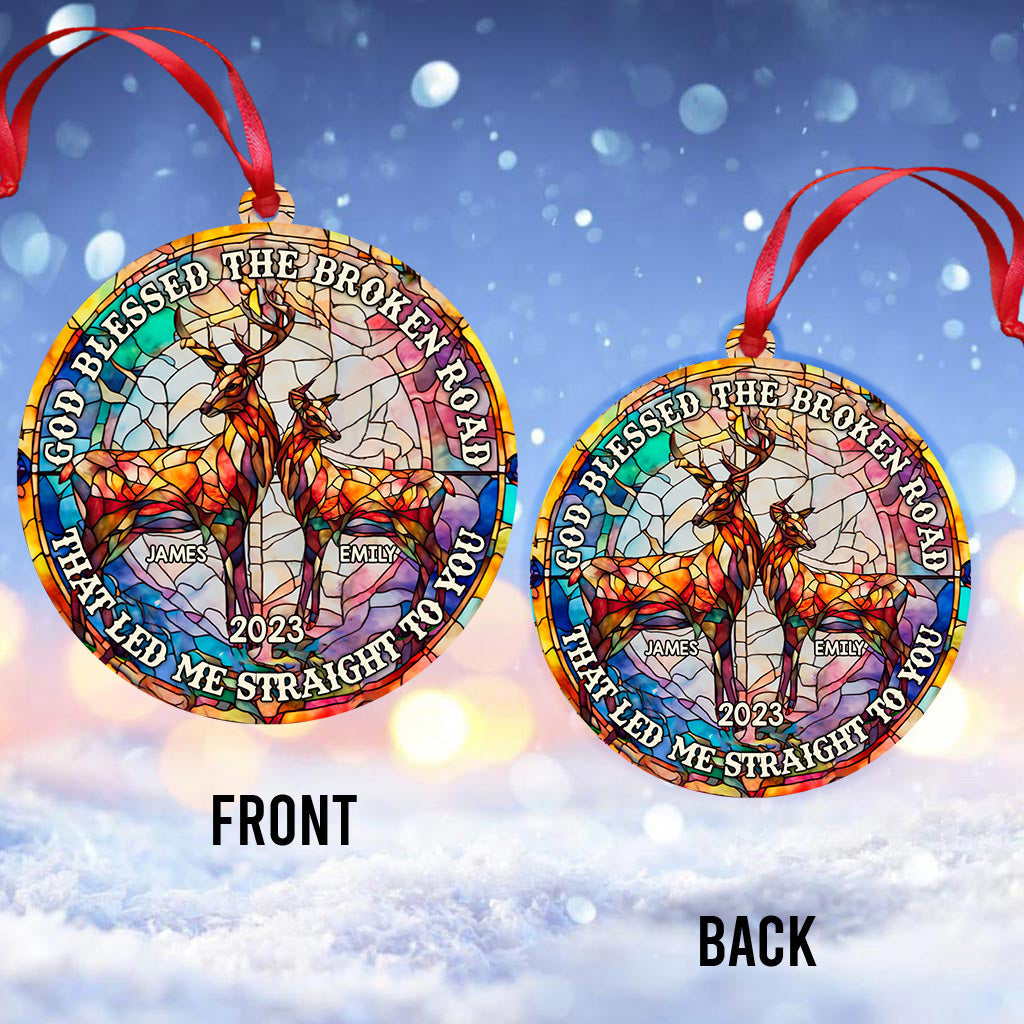 God Blessed The Broken Road - Personalized Hunting Ornament