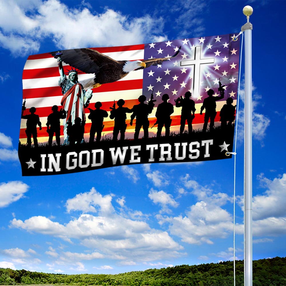 In God We Trust, Christian Cross American Eagle Flag TPT120GFv1