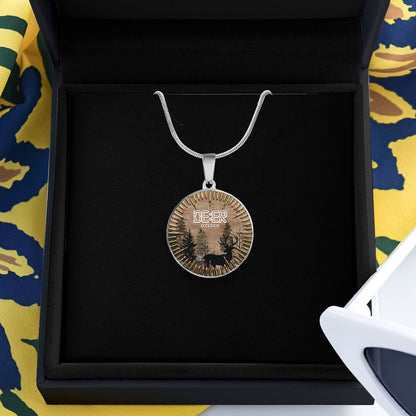 Deer O'Clock - Hunting Round Pendant Necklace