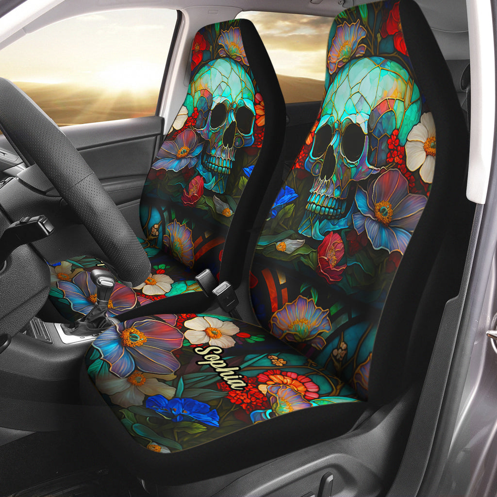 Floral Skull - Personalized Skull Seat Covers