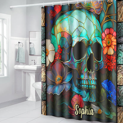 Floral Skull - Personalized Skull Shower Curtain