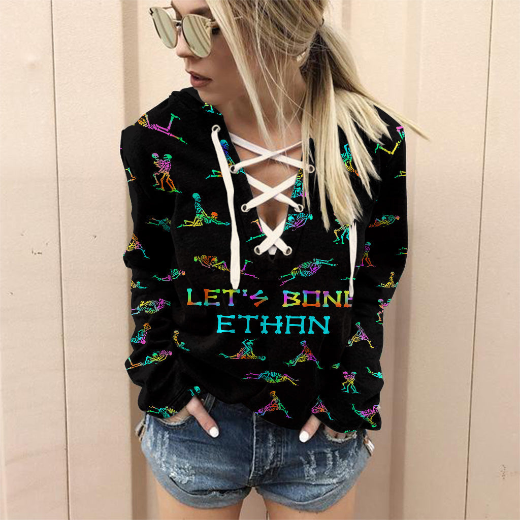 Let's Bone - Personalized Skull Off Shoulder Long Sleeve Dress