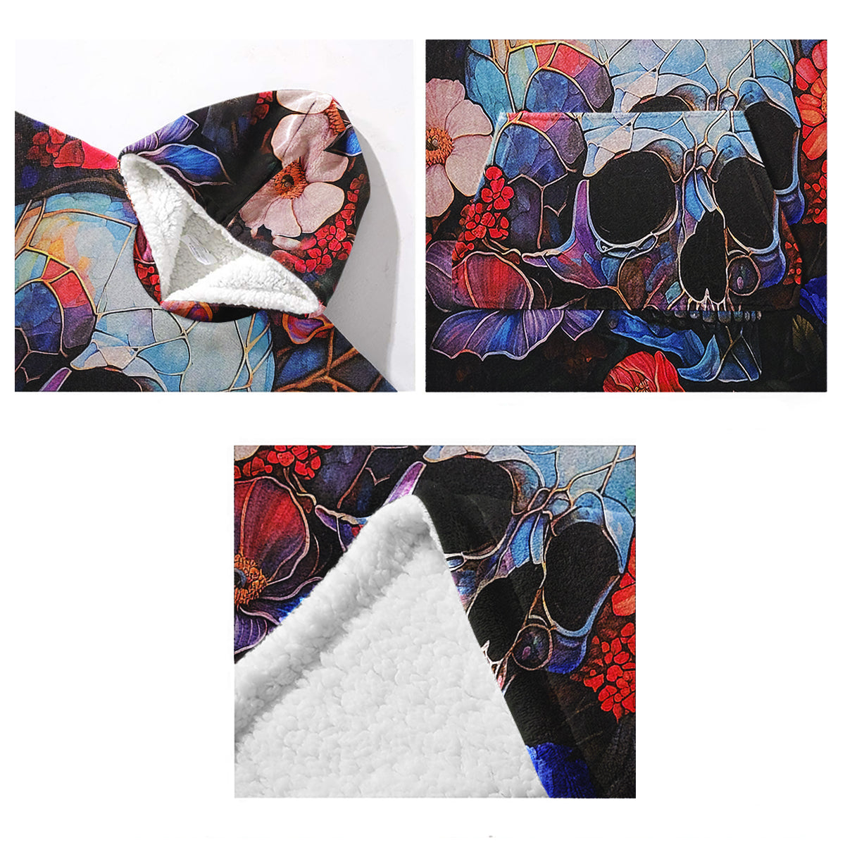 Floral Skull - Personalized Skull Blanket Hoodie