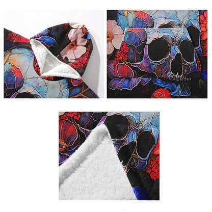 Floral Skull - Personalized Skull Blanket Hoodie