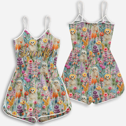 Floral Skeleton - Personalized Skull Romper