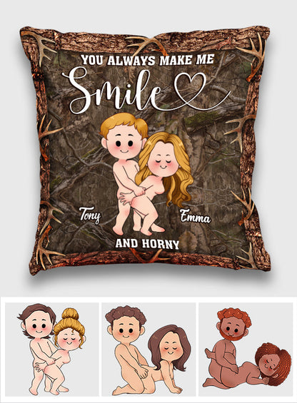 You Make Me Smile - Personalized Hunting Throw Pillow