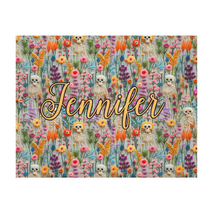Floral Skeleton - Personalized Skull Wall Tapestry
