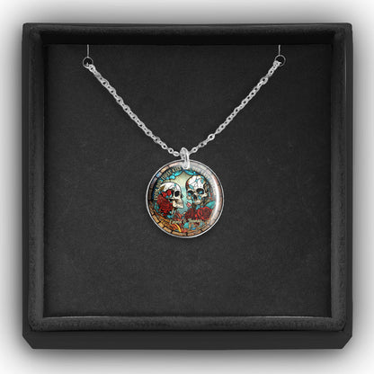 From Our First Kiss - Skull gift for girlfriend, husband, boyfriend, wife - Personalized Round Pendant Necklace