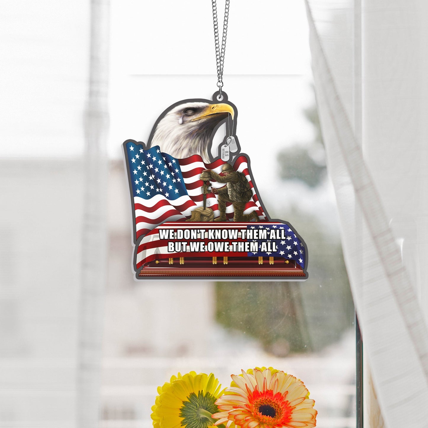Veterans We Owe Them All, Memorial Patriotic Eagle American Suncatcher Acrylic Hanging TPT2201AS
