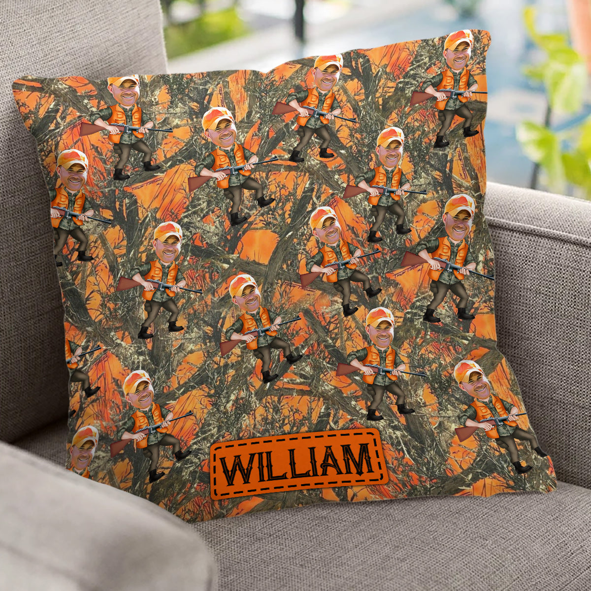 Photo Inserted Hunter - Personalized Hunting Throw Pillow