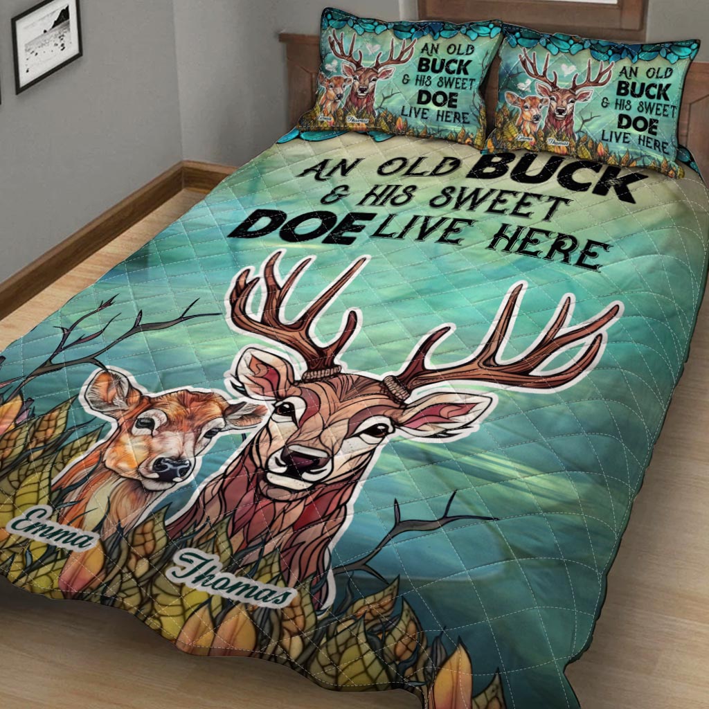 Live Here - Personalized Hunting Quilt Set