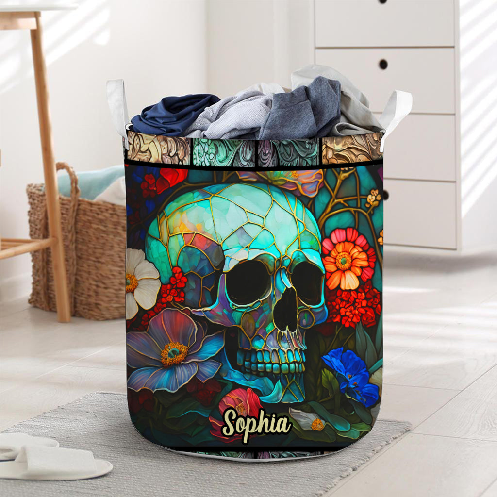 Floral Skull - Personalized Skull Storage Basket