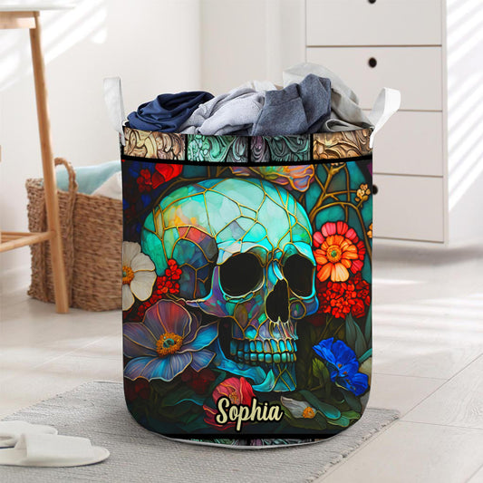 Floral Skull - Personalized Skull Storage Basket