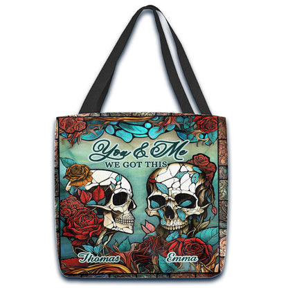 Skull Couple - Skull gift for husband, wife, boyfriend, girlfriend - Personalized Tote Bag