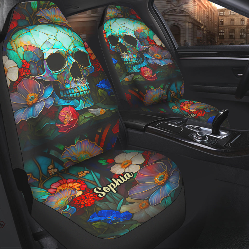 Floral Skull - Personalized Skull Seat Covers