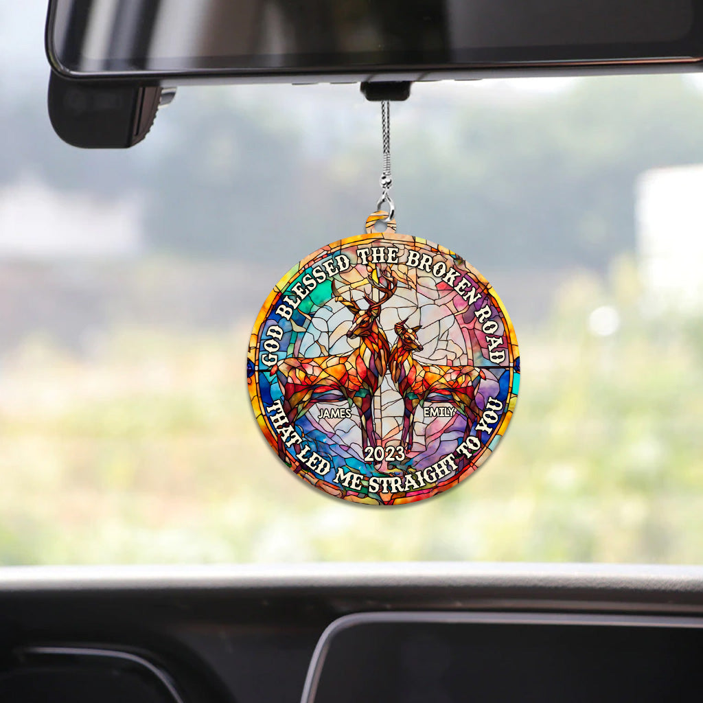 God Blessed The Broken Road - Personalized Hunting Car Ornament