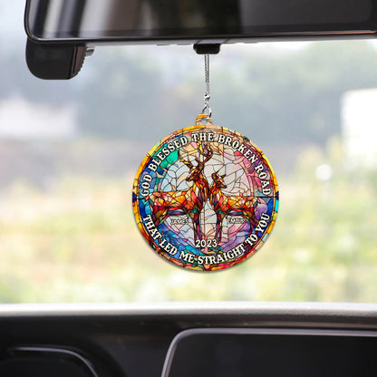 God Blessed The Broken Road - Personalized Hunting Car Ornament