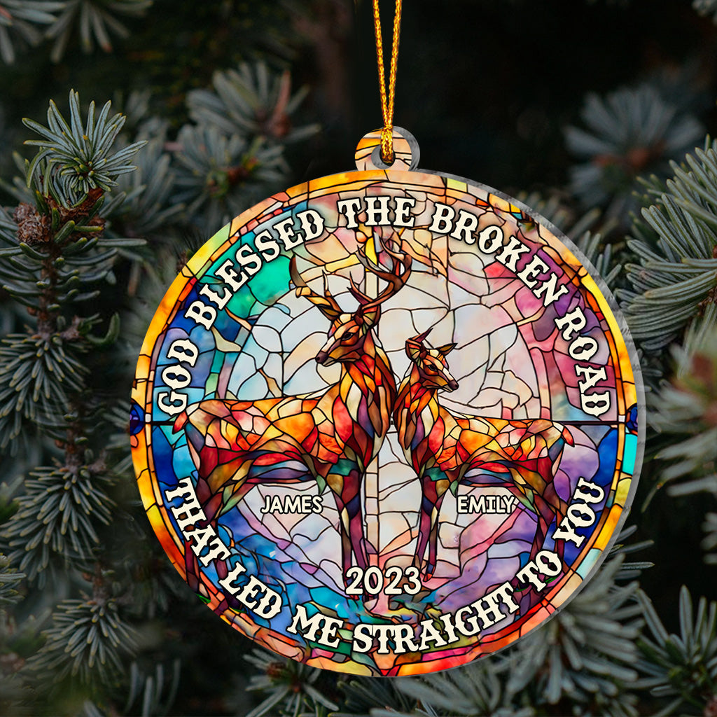 God Blessed The Broken Road - Personalized Hunting Ornament