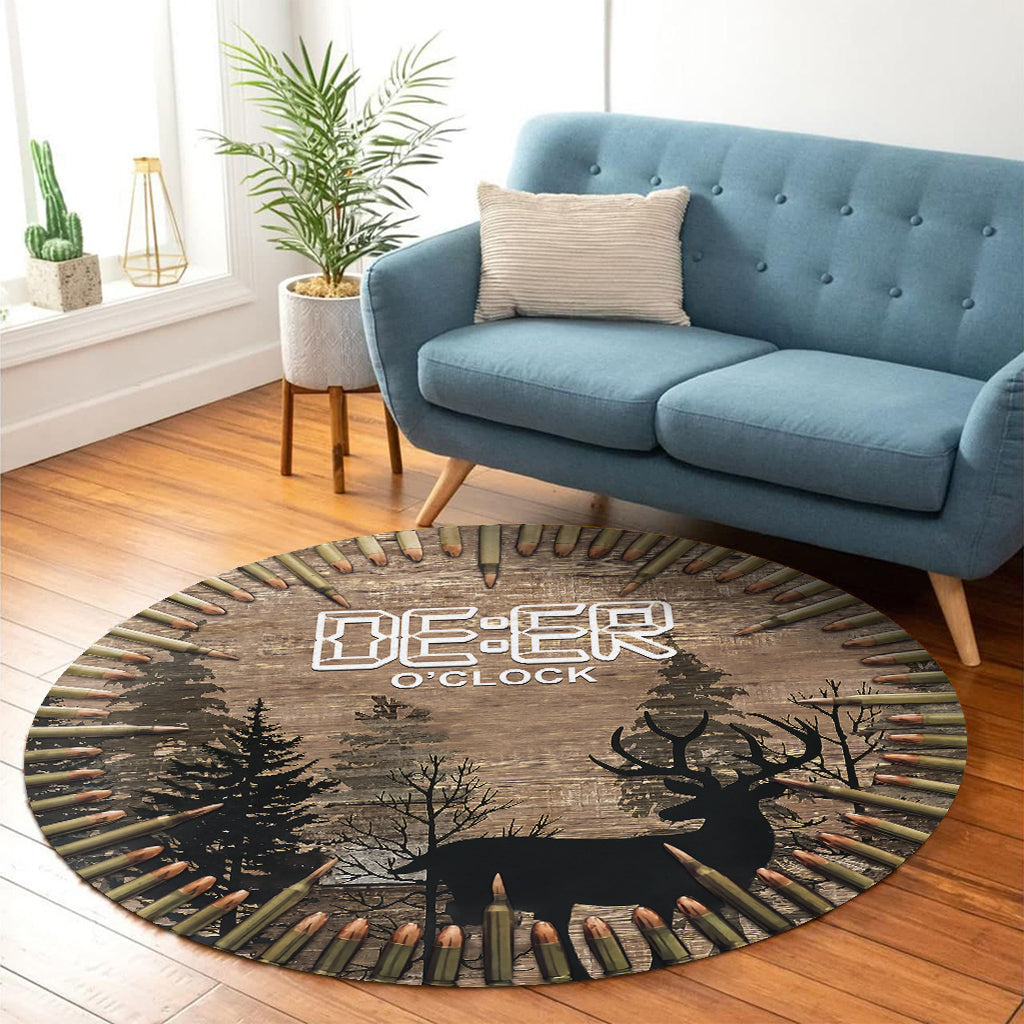 Deer O'Clock - Hunting Round Rug