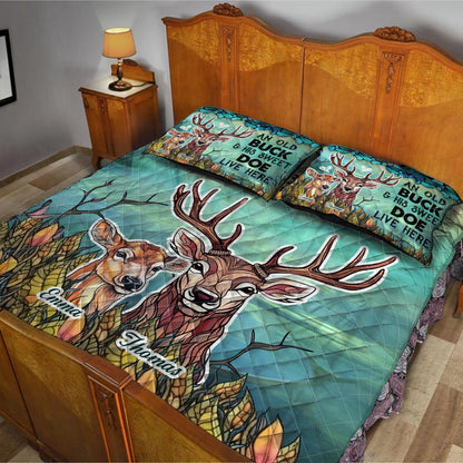Live Here - Personalized Hunting Quilt Set