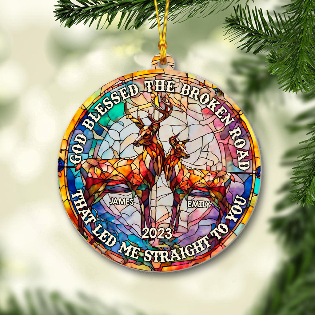 God Blessed The Broken Road - Personalized Hunting Ornament