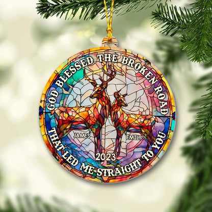 God Blessed The Broken Road - Personalized Hunting Ornament