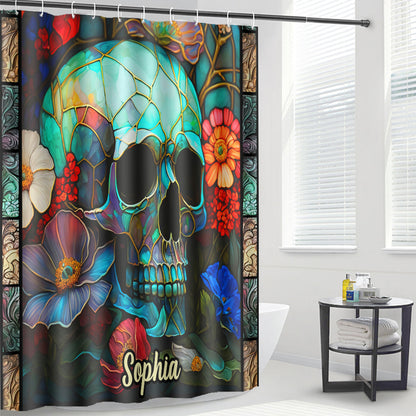 Floral Skull - Personalized Skull Shower Curtain
