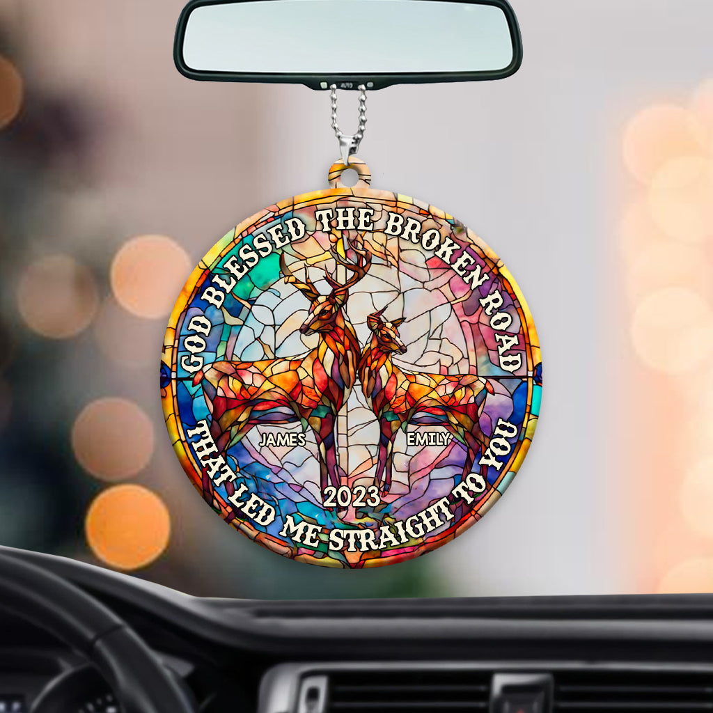 God Blessed The Broken Road - Personalized Hunting Car Ornament