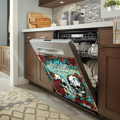 Skull Couple - Skull gift for husband, wife, boyfriend, girlfriend - Personalized Dishwasher Cover