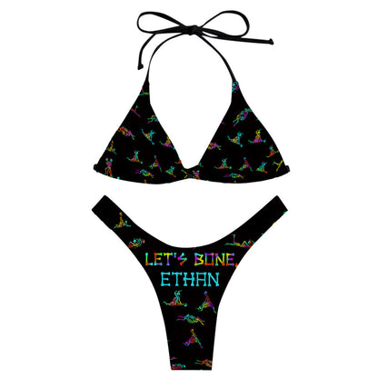 Let's Bone - Personalized Skull Triangle Bikini Swimsuit