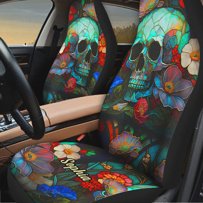 Floral Skull - Personalized Skull Seat Covers