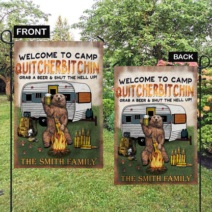 Grab A Beer And Shut The Hell Up - Personalized Camping Garden Flag
