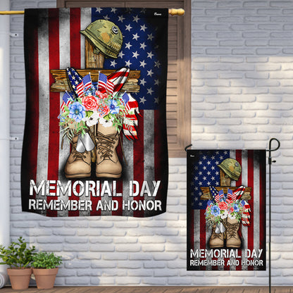 Memorial Day Remember and Honor Veteran Boots Patriotic Flag MLN5330NTH