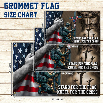 Memorial Day Stand For The Flag, Veteran Memorial Jesus Christian Grommet Flag TPT849GF