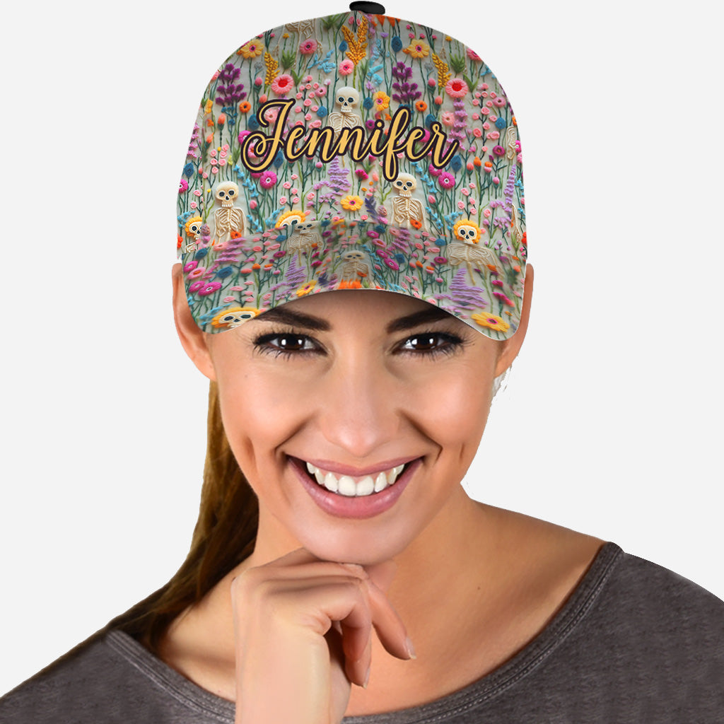 Floral Skeleton - Personalized Skull Classic Cap