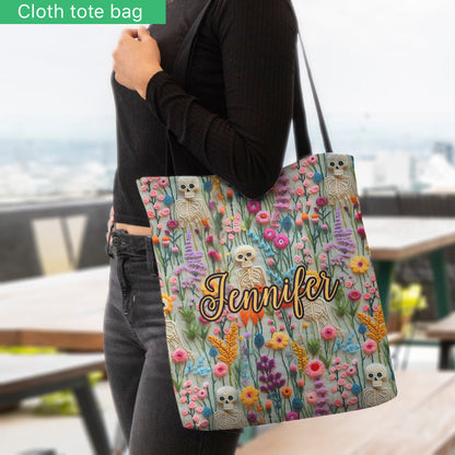 Floral Skeleton - Personalized Skull Tote Bag