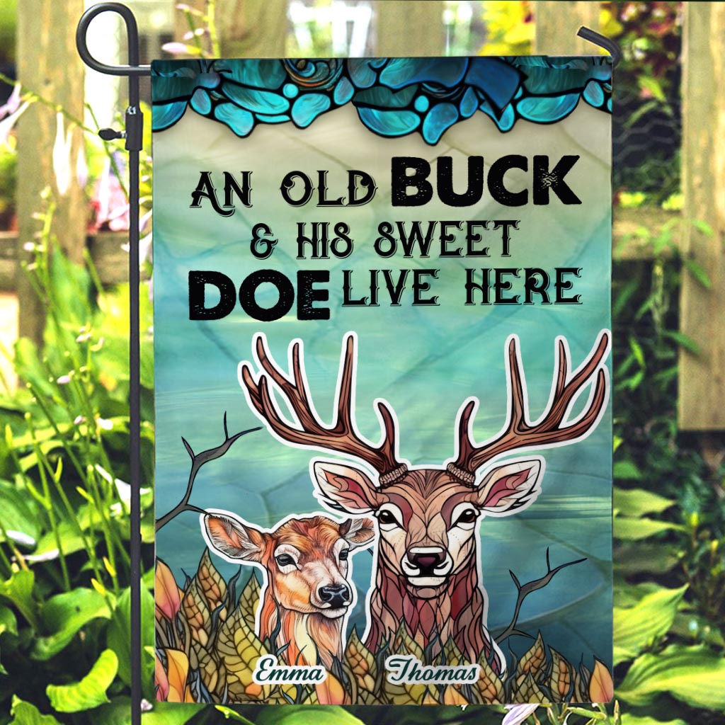 Live Here - Personalized Hunting Garden Flag