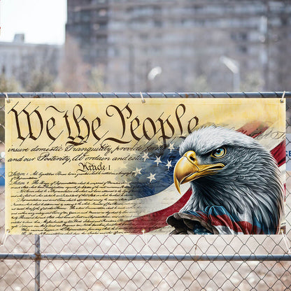 We The People. Patriotic American Eagle Fence Banner TPT780FB