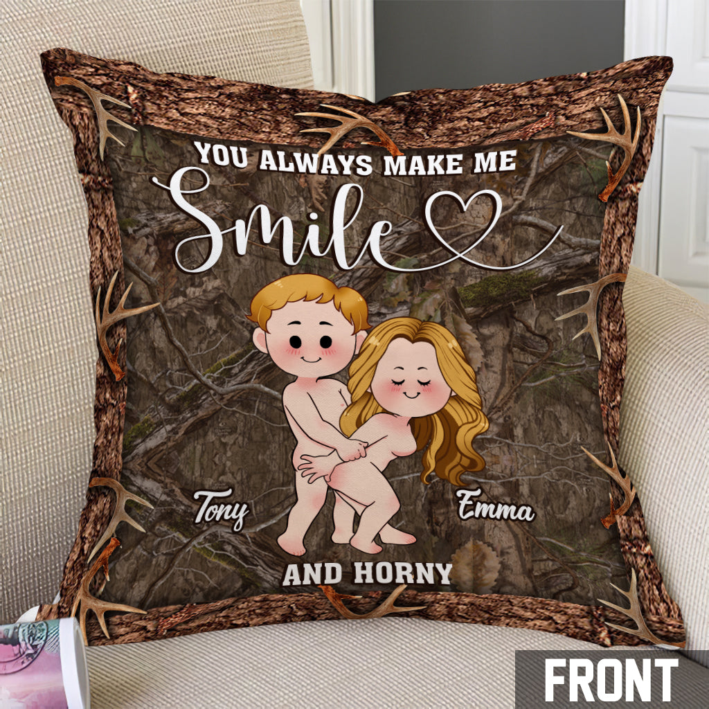 You Make Me Smile - Personalized Hunting Throw Pillow