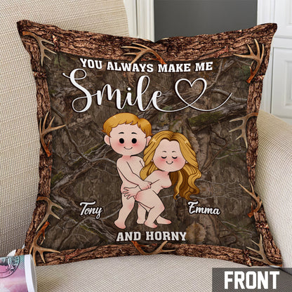 You Make Me Smile - Personalized Hunting Throw Pillow