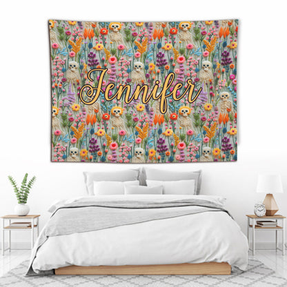 Floral Skeleton - Personalized Skull Wall Tapestry