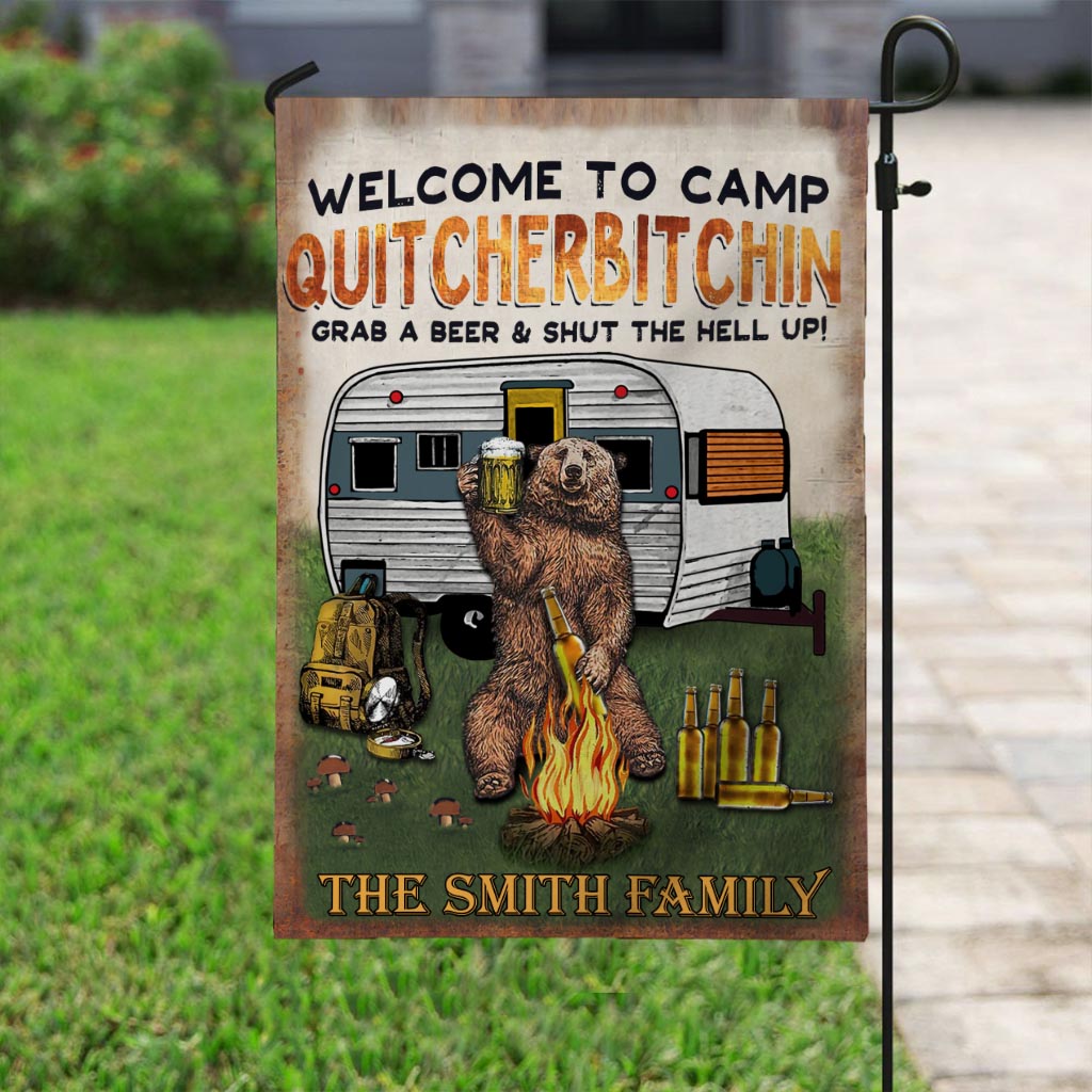 Grab A Beer And Shut The Hell Up - Personalized Camping Garden Flag