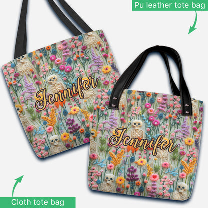 Floral Skeleton - Personalized Skull Tote Bag