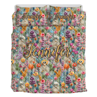 Floral Skeleton - Personalized Skull Quilt Set