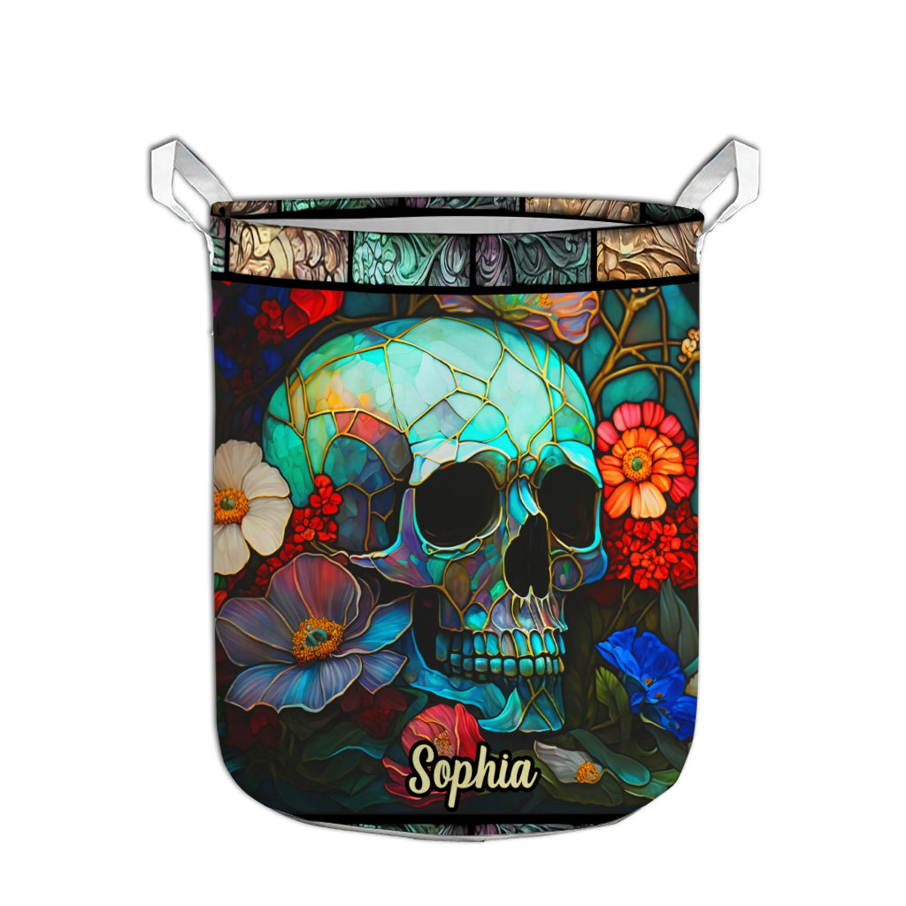 Floral Skull - Personalized Skull Storage Basket