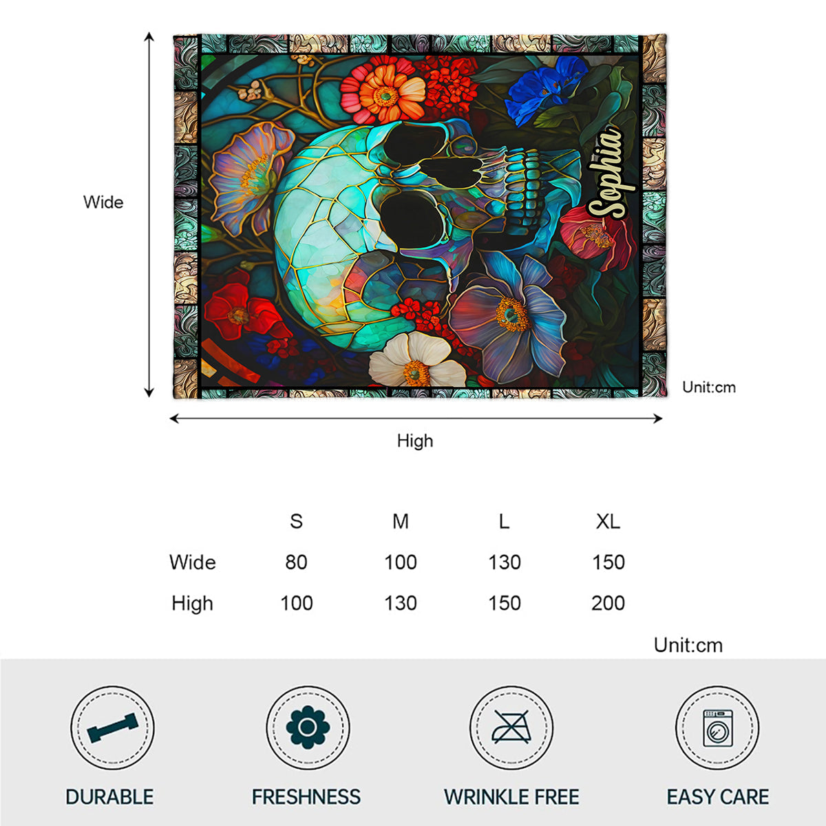 Floral Skull - Personalized Skull Blanket