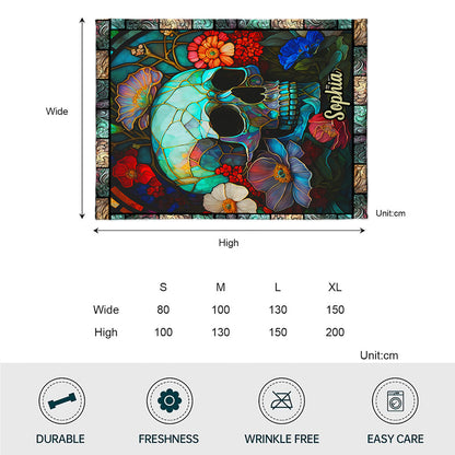 Floral Skull - Personalized Skull Blanket