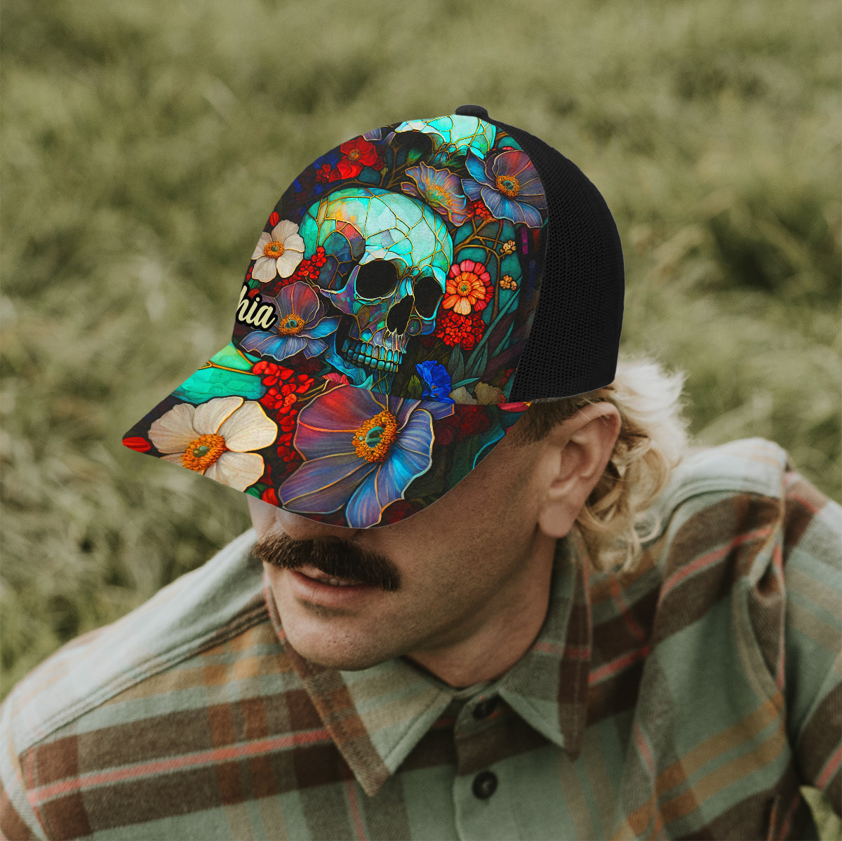 Floral Skull - Personalized Skull Trucker Hat