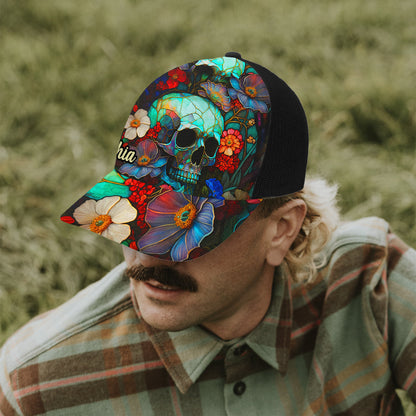 Floral Skull - Personalized Skull Trucker Hat
